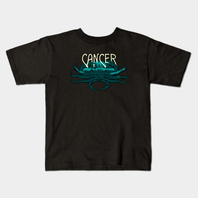 Blue Cancer Crab for Astrological Zodiac Kids T-Shirt by RyanJGillDesigns